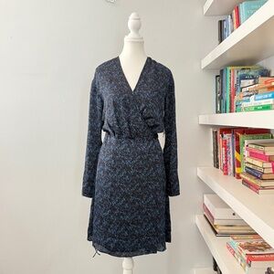 Equipment Femme Sample Dress Blue Geometric Print Long Sleeve Size 4